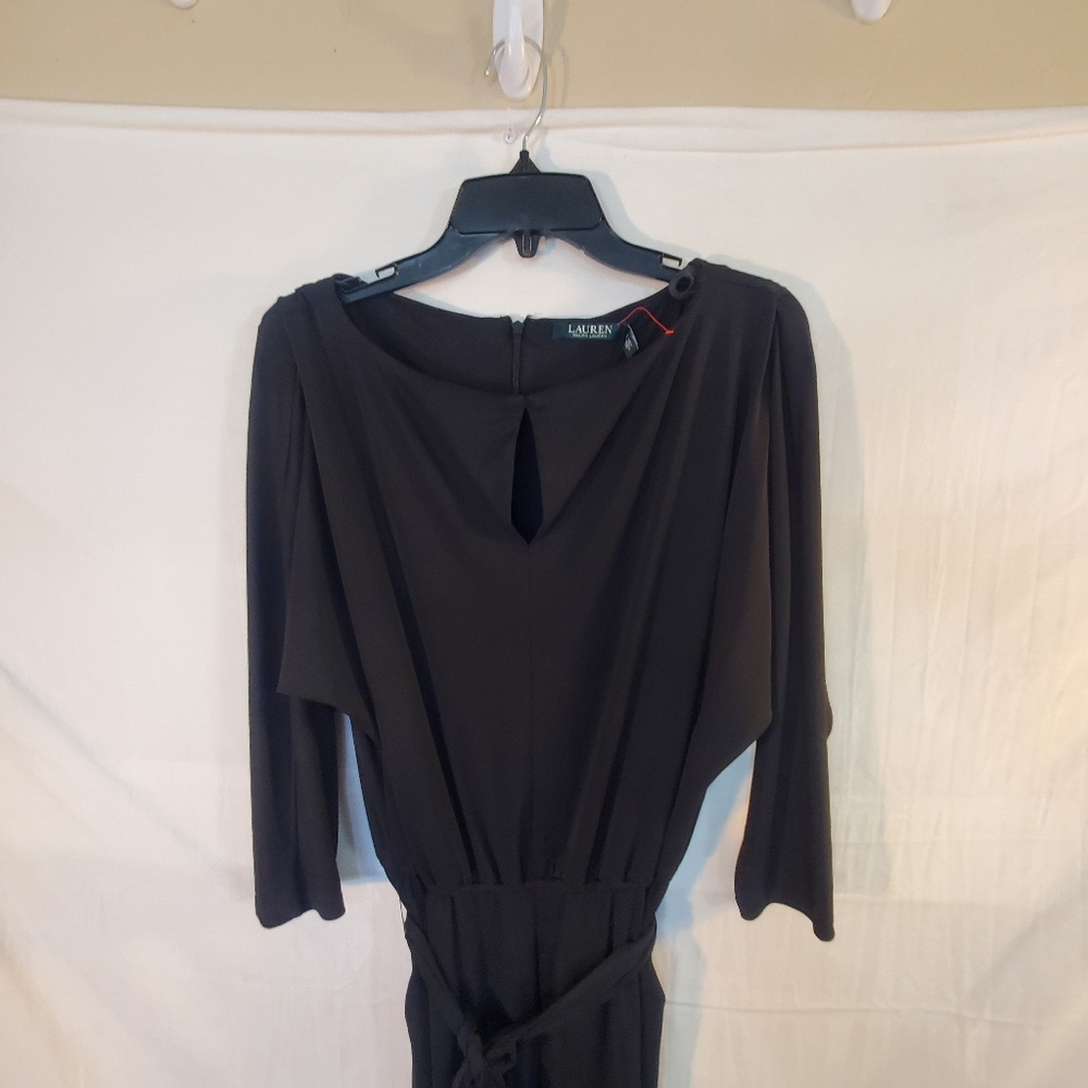 LAUREN RALPH LAUREN Women's Medium Black Drattea Keyhole Jumpsuit New with Tags. - Picture 3 of 4